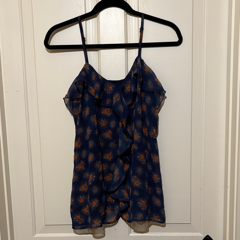 Xhilaration Navy and Orange Patterned Camisole
